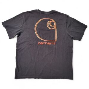 Carhartt Graphic Mens T-Shirt Large Relaxed Pocket Black Crew Neck Short Sleeve